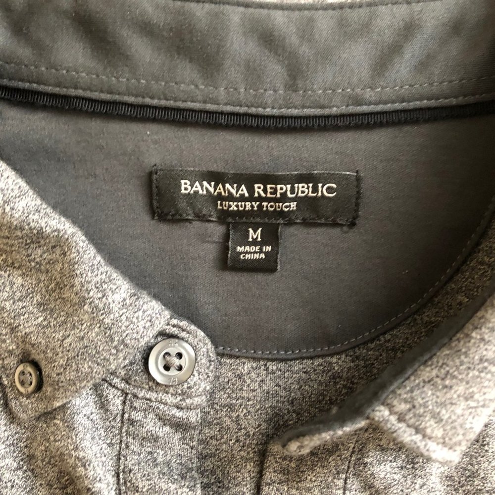 Banana Republic mens luxury touch polo shirt gray heather M medium - Picture 3 of 4